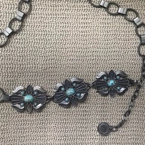 Free People turquoise boho chain belt